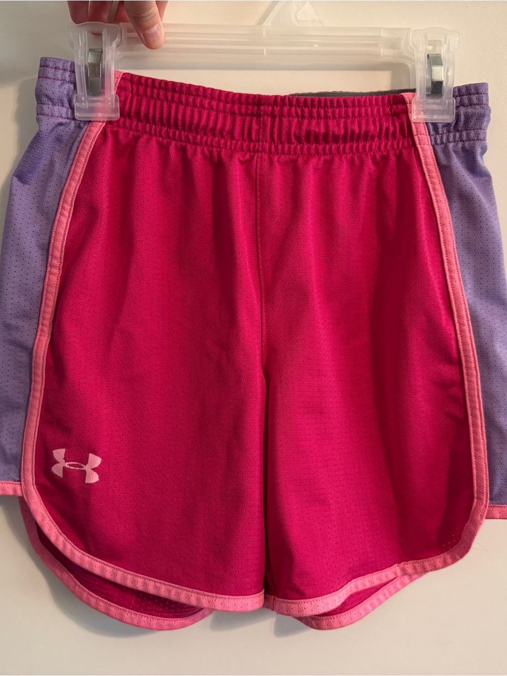 Under Armour Heat Gear Pink Athletic Shorts with Lavender Panels